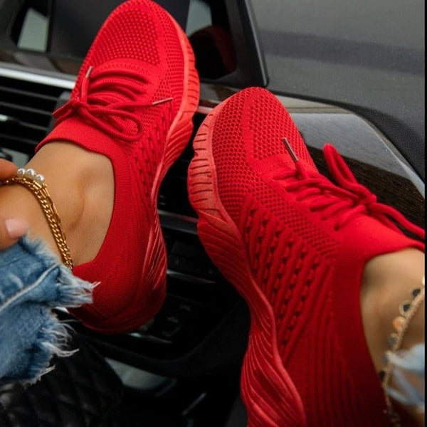 Dame's leichte mesh trainer - lässige schnürsport schuhe