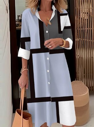Hemdkleid - schickes damenhemdkleid mit geometrischem muster