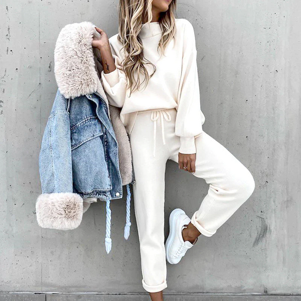 2-teilige lounge-set - trendiger damen tracksuit mit oversize jacke