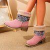 Vintage damen stiefeletten – winterstiefel mit blumenmuster, warmem futter und stabilem absatz