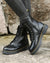 Damen Stiefeletten aus schwarzem Kunst – stilvolles Schnür- und Reißverschlussdesign