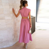 Eleganter cut-out maxi-kleid - stilvolle abendmode für damen