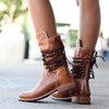Braune Stiefeletten aus Kunst – stylische Schnürboots für Frauen