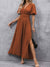 Rust maxi-kleid - elegantes damenkleid mit flatternden ärmeln