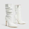 Damen Lackstiefel – Kurzstiefel mit spitzer Nase, hohem Absatz und glänzender Optik