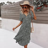 Blumiges sommerkleid - schickes midi-kleid für damen mit knopfleiste