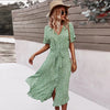 Blumiges sommerkleid - schickes midi-kleid für damen mit knopfleiste