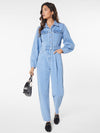 Denim jumpsuit mit klappentaschen - stylische blaue damen-overall