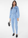 Denim jumpsuit mit klappentaschen - stylische blaue damen-overall