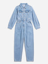 Denim jumpsuit mit klappentaschen - stylische blaue damen-overall
