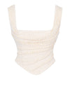 2-teilige vintage crème spitze korsett und maxi rock kombination - elegante damen ensemble