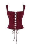 Damen schnür-corsage top - edles merlot blüsli mit raffinierter optik