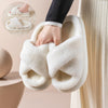 Flauschigi Pantoffle - Dame-Hueschue für dihei mit chreuztem Design und weichem Fütterig