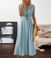 Sommerkleid - schickes ärmelloses knopfkleid für warme tage