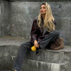Damen-jacke mit revers und reissverschluss – lässiges design mit langen ärmeln