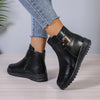 Warme damen ankle boots – schwarze winterstiefel mit weichem futter, reissverschluss und rutschfester sohle