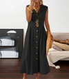 Sommerkleid - schickes ärmelloses knopfkleid für warme tage