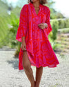 Kaftankleid - lebhaftes rot-orange strandüberwurf für damen