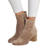 Handgefertigte beige stiefeletten für damen – stilvolle blockabsätze