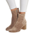 Handgefertigte beige stiefeletten für damen – stilvolle blockabsätze