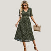 Midi kleid - elegantes floral damenkleid mit v-ausschnitt