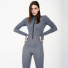 Damen zip-jumpsuit - figurbetonter grauer body