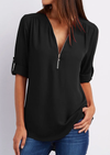 D'mäde zip-halsbluse - elegante oberteil für lässigi und vielseitigi anlässe
