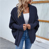 Oversized gestrickte damenjacke – lockere passform mit grossem kragen und mausärmeln