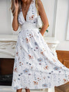 Blumiger sommerkleid - weisses midi-kleid für damen