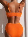 2-teilige bikini kombination - leuchtendes orange-rot für damen mit hoher taille