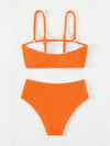 2-teilige bikini kombination - leuchtendes orange-rot für damen mit hoher taille