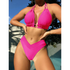 2-teiliger damen bikini mit hoher taille und halterneck - weicher stretchstoff für entspannte strandausflüge