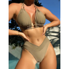 2-teiliger damen bikini mit hoher taille und halterneck - weicher stretchstoff für entspannte strandausflüge