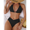2-teiliger damen bikini mit hoher taille und halterneck - weicher stretchstoff für entspannte strandausflüge