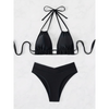 2-teiliger damen bikini mit hoher taille und halterneck - weicher stretchstoff für entspannte strandausflüge