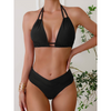 2-teiliger damen bikini mit hoher taille und halterneck - weicher stretchstoff für entspannte strandausflüge