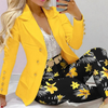 2-teilige damen blazer hosen kombination mit lebhaftem blumenmuster - stilvolle bürobekleidung