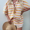2-teilige damen strick kombination im lässigen look für den sommer - stylisches, leichtes oberteil und hose