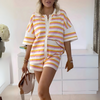 2-teilige damen strick kombination im lässigen look für den sommer - stylisches, leichtes oberteil und hose