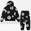 2-teiliges damen hoodie loungewear ensemble mit blumenprint - stylisches baumwoll-outfit für freizeit