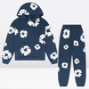 2-teiliges damen hoodie loungewear ensemble mit blumenprint - stylisches baumwoll-outfit für freizeit