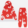 2-teiliges damen hoodie loungewear ensemble mit blumenprint - stylisches baumwoll-outfit für freizeit