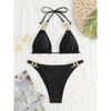 2-teiliger frauen triangle bikini mit eleganten goldakzenten - für strandferien und poolpartys