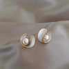 2-teilige Perlenohrringe – Elegante Kombination in Weiß für Damen