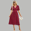Midi kleid - elegantes floral damenkleid mit v-ausschnitt