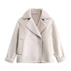 Damen bikermantel mit pelzkragen – warme winterjacke mit details