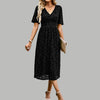 Midi kleid - elegantes floral damenkleid mit v-ausschnitt