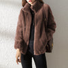 Teddy-fleece damenjacke mit hohem kragen – warme kurzjacke für wintertage