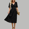 Midi kleid - elegantes floral damenkleid mit v-ausschnitt