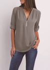 D'mäde zip-halsbluse - elegante oberteil für lässigi und vielseitigi anlässe